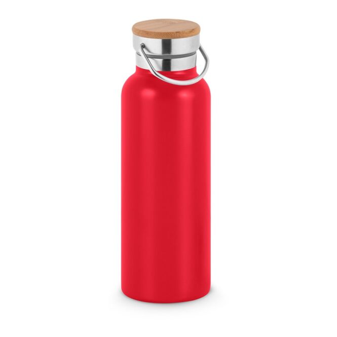 Firmengeschenk Trinkflasche RAGNAR – rot – mit Lasergravur 570ml Edelstahl 36% recycelt vakuumisoliert nachhaltige Mehrwegflasche