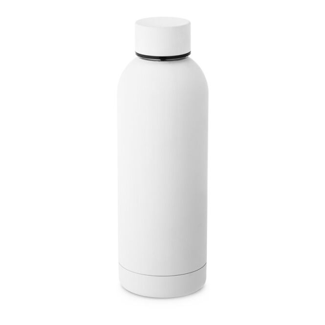Kundengeschenk ODIN Edelstahl Trinkflasche – weiss – mit Logodruck 550 ml doppelwandig vakuumisoliert nachhaltig für Mitarbeiter-Onboarding