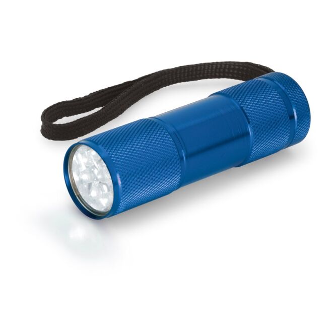 Werbeartikel Taschenlampe FLASHY – königsblau – mit Lasergravur 9-LEDs 35 Lumen inkl. 3 AAA-Batterien kompakter Lichtspender