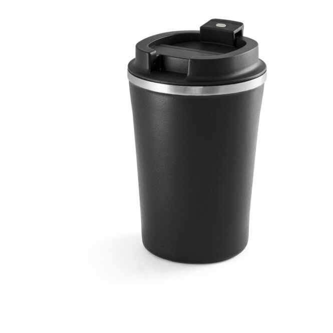 Kundengeschenk Thermobecher PHELPS – schwarz – mit Logodruck 470 ml für die Büroküche