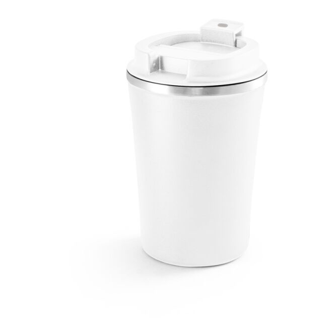Kundengeschenk Thermobecher PHELPS – weiss – mit Logodruck 470 ml für die Büroküche und unterwegs