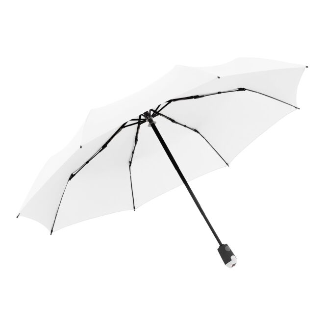 Firmengeschenk Taschenschirm Knirps E.200 – weiss – mit Logodruck, windkanalgetestet, langlebiger kompakter Regenschirm für Firmen