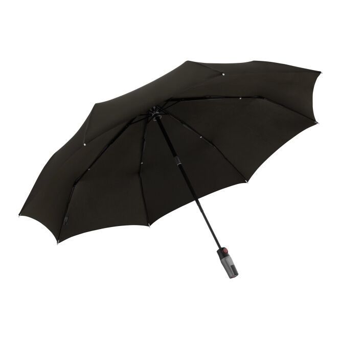 Premium-Werbeartikel Taschenschirm Knirps T.400 – schwarz – mit Logodruck bis 120 km/h windstabil kompakter Regenschirm für Firmen