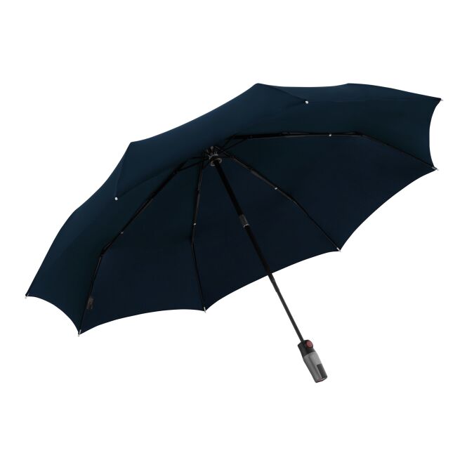 Premium-Werbeartikel Taschenschirm Knirps T.400 – marineblau – mit Logodruck 120 km/h windstabil kompakter Regenschirm für Firmen