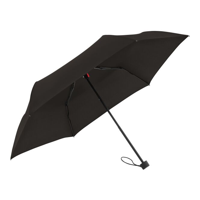 Werbeartikel Taschenschirm Knirps C.050 – schwarz – mit Logodruck 22cm kompakt, 90cm Windkanal-Regenschirm für Firmen-Events