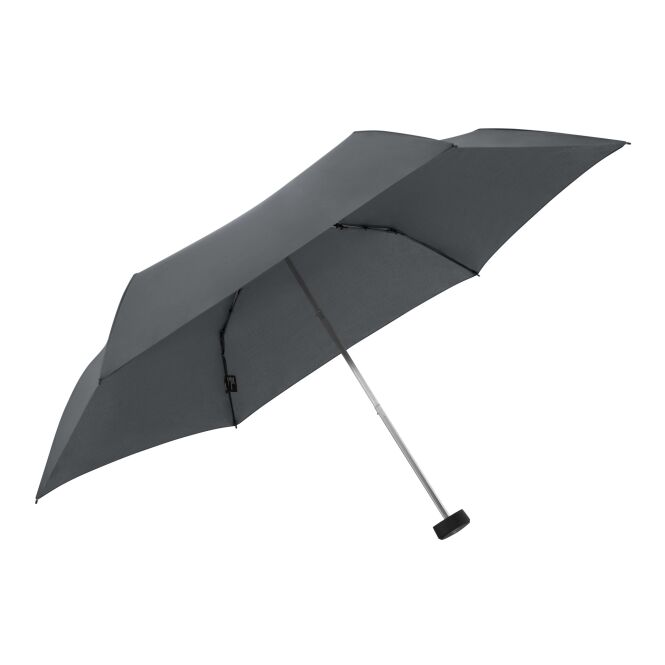 Mitarbeitergeschenk Taschenschirm Knirps AS.050 – grau – mit Logodruck, 25cm, 190g, leichter kompakter Wetterschutz für Firmen