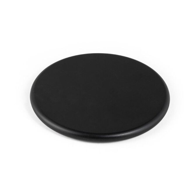 Kundengeschenk Wireless Charger SOVERY – schwarz – mit Logo bedruckt 10W 100% recyceltes rABS Ø99x8mm nachhaltig für das Homeoffice
