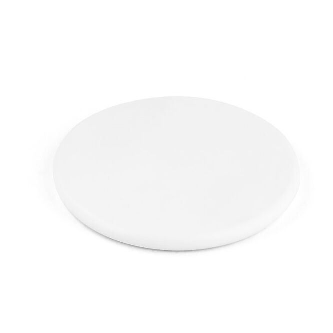 Firmengeschenk Wireless Charger SOVERY – weiss – mit Logo bedruckt nachhaltig 10W Qi-Standard für das Homeoffice ø99x8mm