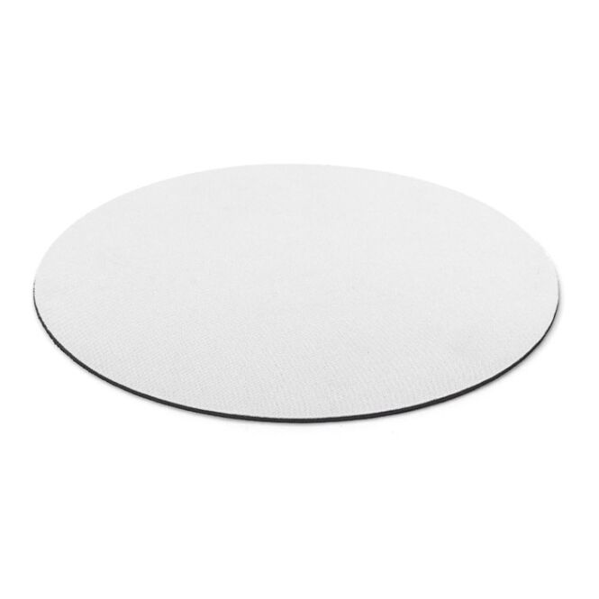 Werbeartikel Mousepad BLAIR ROUND – weiss – mit Logo bedruckt, rutschfeste Gummibasis, ø200mm für die Büroausstattung