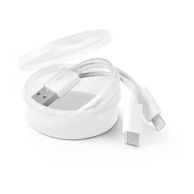 Werbegeschenk 3-in-1 Multi-Ladekabel EMMY – weiss – mit Logo bedruckbar 250mm USB-C für den Büroalltag