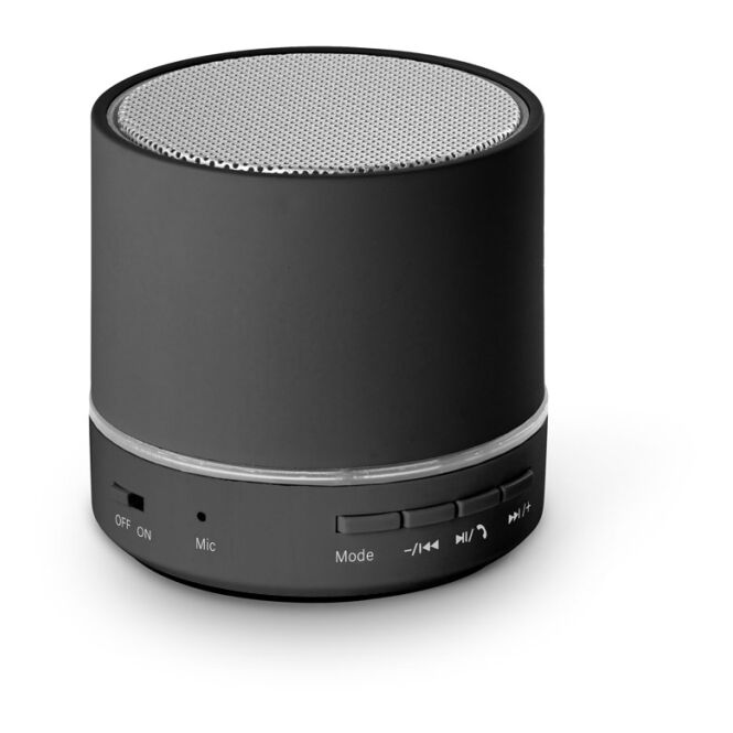 Kundengeschenk Bluetooth Lautsprecher RE-PEREY – schwarz – mit Logo bedruckbar 3W 400 mAh für das Mitarbeiter-Onboarding Öko-Tech