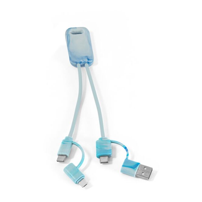 Streuartikel 6-in-1-USB-Kabel BERNERS – gemischt – mit Logo bedruckbar, nachhaltig aus rPET, 65W USB-C, 200mm, für den Büroalltag