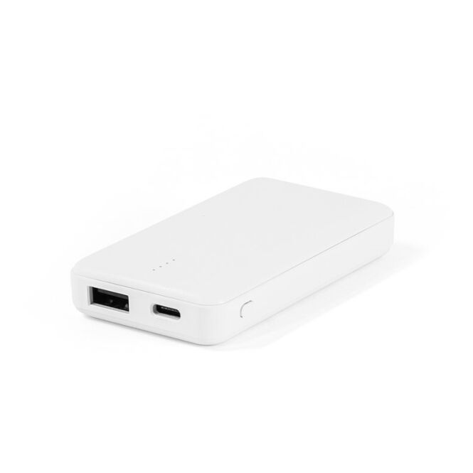 Premium-Werbeartikel SHERYL Powerbank 4.000 mAh – weiss – mit Logo bedruckt nachhaltig USB-C 10W für das Mitarbeiter-Onboarding
