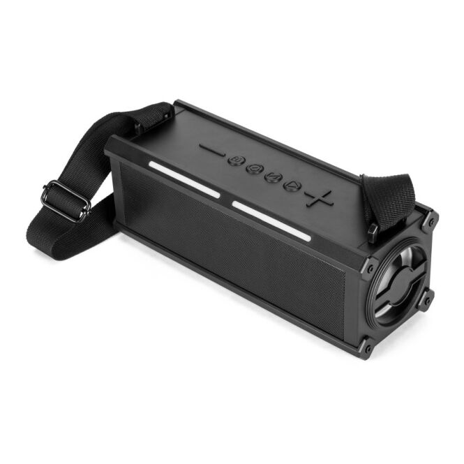 Kundengeschenk Bluetooth Lautsprecher Timberlake – schwarz – mit Logo bedruckt 16W 3000mAh IPX4 USB-C für das Mitarbeiter-Onboarding