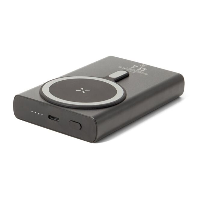 Firmengeschenk Powerbank WRIGHT 10 – schwarz – mit Logo bedruckt 10.000 mAh 15W Wireless Qi-Standard USB-C nachhaltiges Mitarbeiter-Onboarding