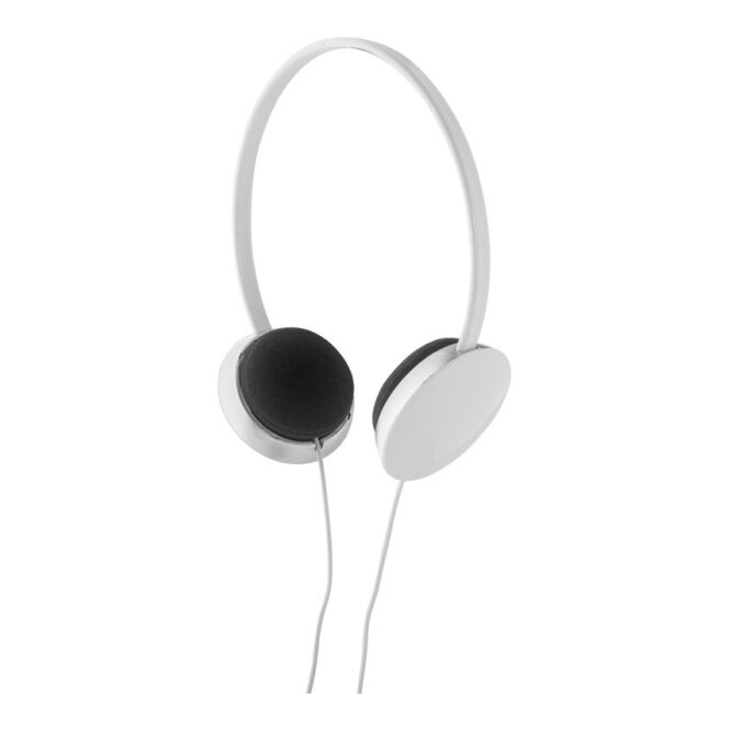 Werbeartikel Kopfhörer VOLTA – weiss – mit Logo bedruckt On-Ear 3.5 mm Kabel 1.2 m 40 mm Lautsprecher für den Büroalltag