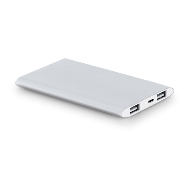 Kundengeschenk Powerbank NOBEL – satinsilber – mit Gravur 7.200 mAh USB-C nachhaltig für das Mitarbeiter-Onboarding