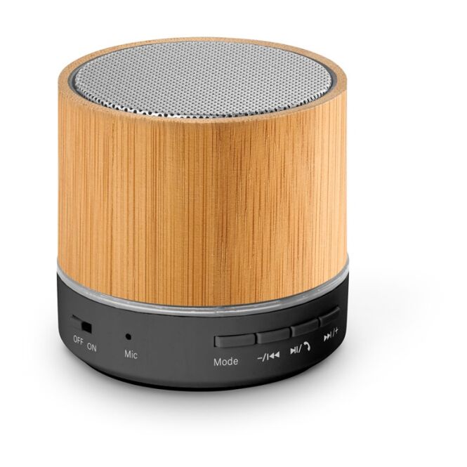 Premium-Werbeartikel Bluetooth Lautsprecher RE-GLASHOW – natur – mit Logo bedruckt 3W 400 mAh BT 5.3 nachhaltiges Öko-Tech für das Homeoffice