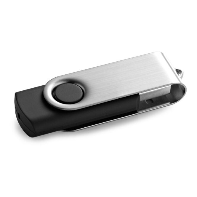 Mitarbeitergeschenk USB-Stick CLAUDIUS 8GB – schwarz – mit Logo bedruckt 8 GB USB 2.0 für die Büroausstattung 56x19x10 mm