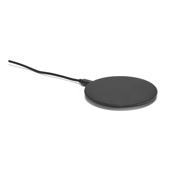Kundengeschenk Wireless Charger BURNELL – schwarz – mit Logo bedruckt 10W Leistung für das Homeoffice ø99x9mm