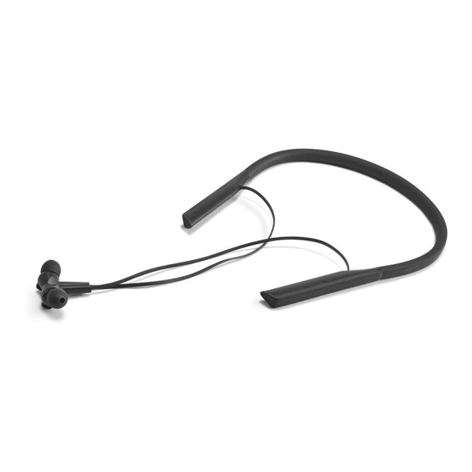 Kundengeschenk HEARKEEN Bluetooth Kopfhörer – schwarz – mit Logo bedruckt BT 5.0 90mAh IPX4 Spritzwasserschutz für den Büroalltag