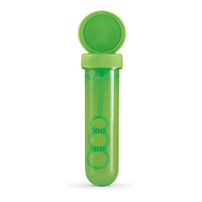 Werbeartikel BUBBLY Seifenblasen – hellgrün – mit Logo bedruckt 30 ml (ø25 x 130 mm) für Messen & Promotion