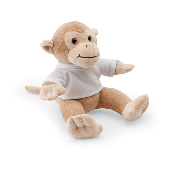 Werbeartikel Plüschtier MONKY – hellbraun – mit Logo bedruckt 150 mm für Firmen-Events