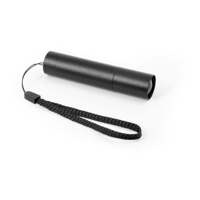 Mitarbeitergeschenk Taschenlampe BRUCE – schwarz – mit Logo bedruckt 120 Lumen, USB-C-Akku, Teleskop-Zoom, kompakter Lichtspender