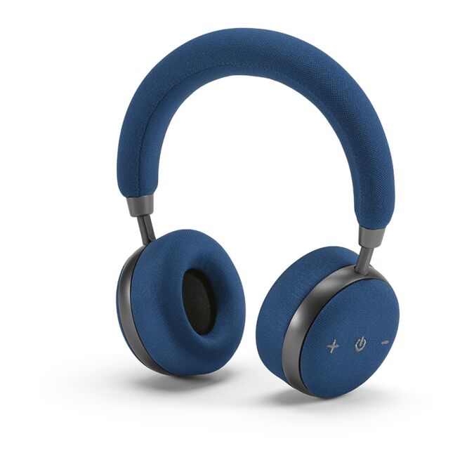 Mitarbeitergeschenk Kopfhörer Bell – königsblau – mit Logodruck aus rABS rPET 500mAh 20h Wiedergabe ANC nachhaltiges Audio-Gadget