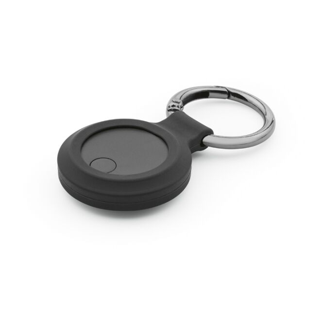 Werbeartikel SeekTag Tracker rABS – schwarz – mit Logo bedruckt nachhaltig für den Büroalltag und auf Messen