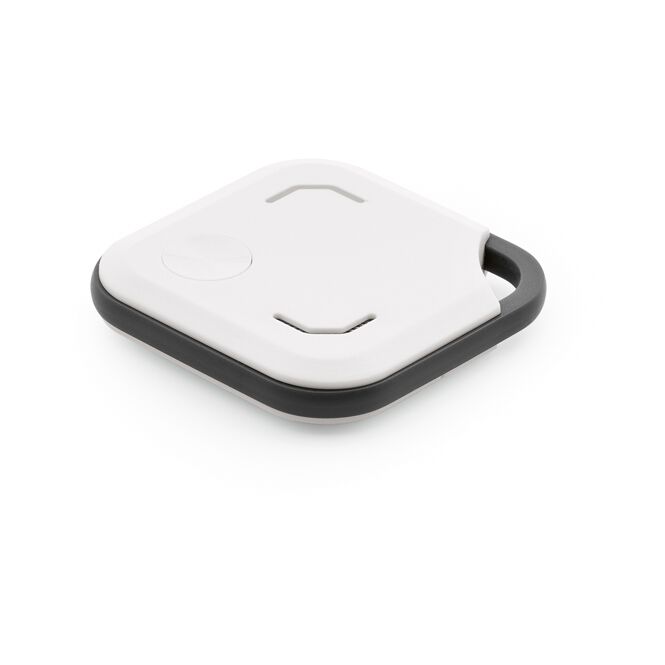 Werbeartikel VibeTag Tracker rABS – weiss – mit Logo bedruckt kompatibel Apple Android für Technik-Messen und Büroalltag