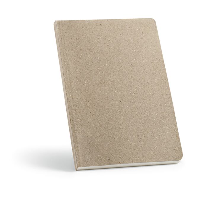 Firmengeschenk Notizbuch Poe A5 – hellgrau – mit individuellem Werbedruck, 196 S., 80gsm recyceltes Papier, nachhaltiges Journal