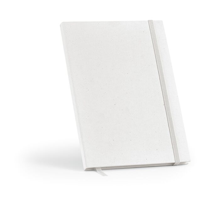 Mitarbeitergeschenk Notizbuch Hugo A5 – weiss – mit individuellem Werbedruck 160 S. 70gsm Recyclingpapier nachhaltiges Journal