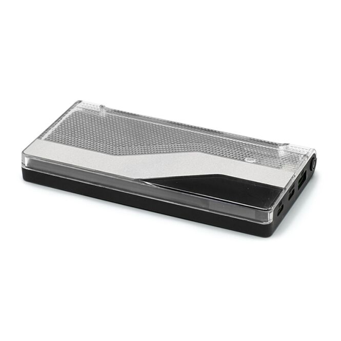 Firmengeschenk Powerbank Voltix – schwarz – mit Logo bedruckt nachhaltig 10.000 mAh 18W USB-C für das Mitarbeiter-Onboarding