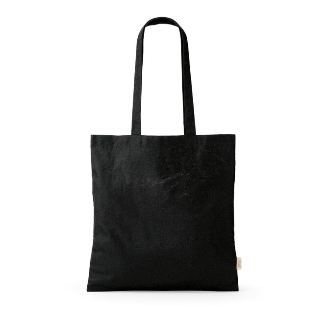 Firmengeschenk Einkaufstasche Everest – schwarz – mit Logodruck 140g/m² 38x40cm 11L Baumwollbeutel für den Firmenauftritt