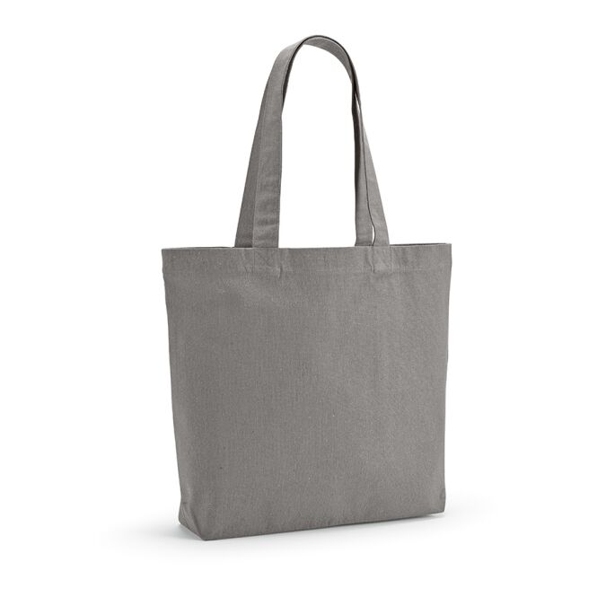 Firmengeschenk Tragetasche Blanc – grau – mit Logo bedruckt 46x38x10cm 220g/m² recycelt für den einheitlichen Firmenauftritt