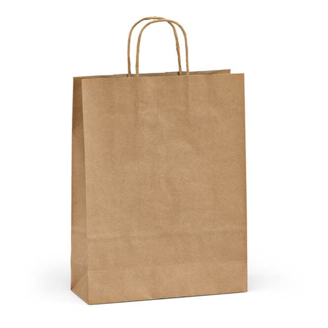 Firmengeschenk Tragetasche Vesuvio M – beige – mit Logo bedruckt 115g/m² FSC-Recyclingpapier 240x310x90mm 6,5L nachhaltiges Shopper