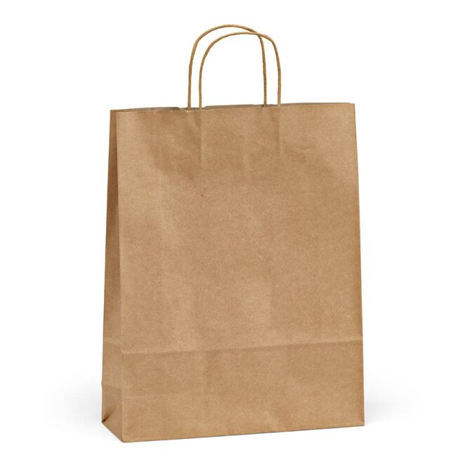 Werbeartikel Tragetasche Vesuvio L – beige – mit Logo bedruckt 115g/m² Recyclingpapier 14L Made in Portugal nachhaltiger Shopper