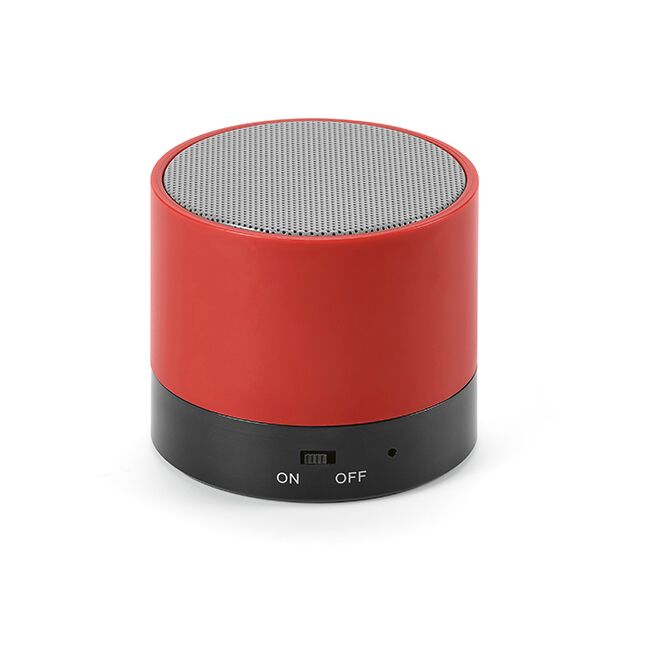 Technik-Werbemittel Bluetooth Lautsprecher Gauss – rot – mit Logo bedruckt, 3W, 300mAh, 1,5h Laufzeit, nachhaltiges rABS für Büroalltag