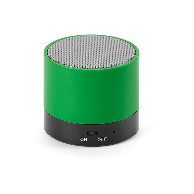 Technik-Werbemittel Bluetooth Lautsprecher Gauss – grün – mit Logo bedruckt, 3W, 300mAh, USB-C, für den Büroalltag, nachhaltig