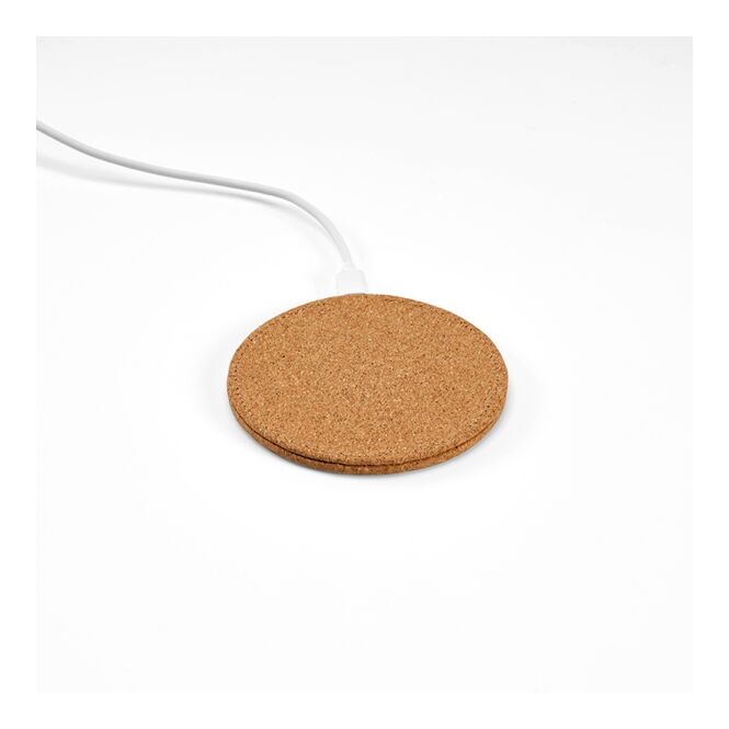 Premium-Werbeartikel Wireless Charger Descartes – beige – lasergraviert 15W Qi-Standard USB-C für nachhaltiges Mitarbeiter-Onboarding