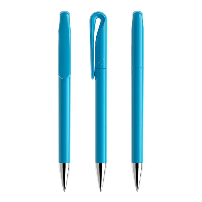 Firmengeschenk Kugelschreiber Prodir DS1 – hellblau – mit Logodruck, 5000m Schreiblänge, nachhaltiger Stift für den Firmenauftritt