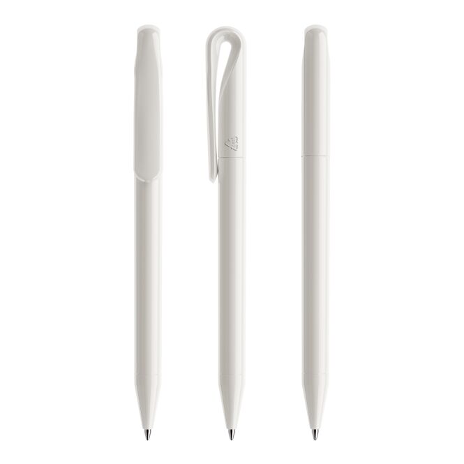 Firmengeschenk Kugelschreiber Prodir DS1 – weiss – mit Logo bedruckt 5000m Schreiblänge ökologischer Stift für den Firmenauftritt