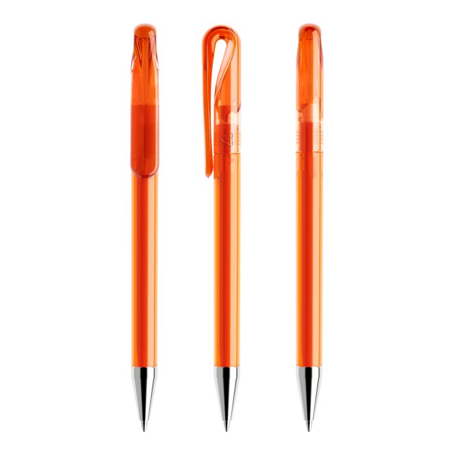 Werbeartikel Prodir DS1 Drehkugelschreiber – orange – mit Logo bedruckt nachhaltig blau schreibend für den Büroalltag