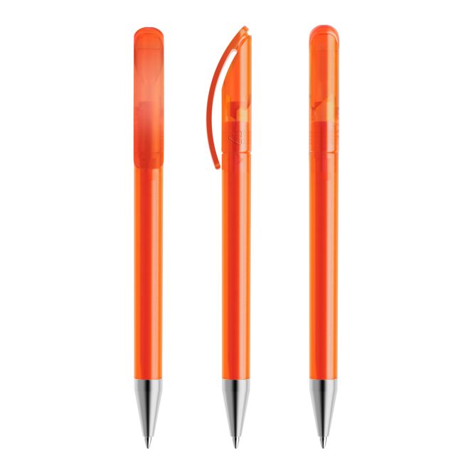 Werbeartikel Prodir DS3 Drehkugelschreiber – orange – mit Logo bedruckt, nachhaltig, blau schreibend, für den Büroalltag