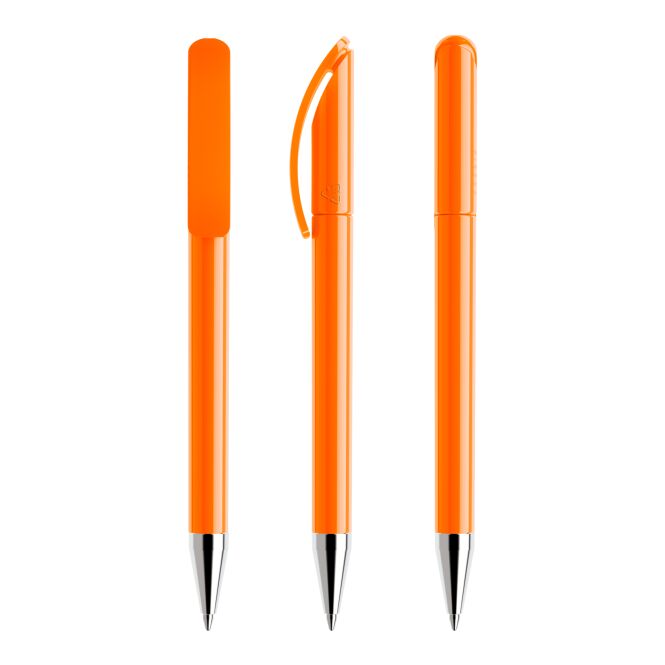 Werbeartikel Prodir DS3 Drehkugelschreiber – orange – mit Logo bedruckt, nachhaltig blau schreibend für den Büroalltag
