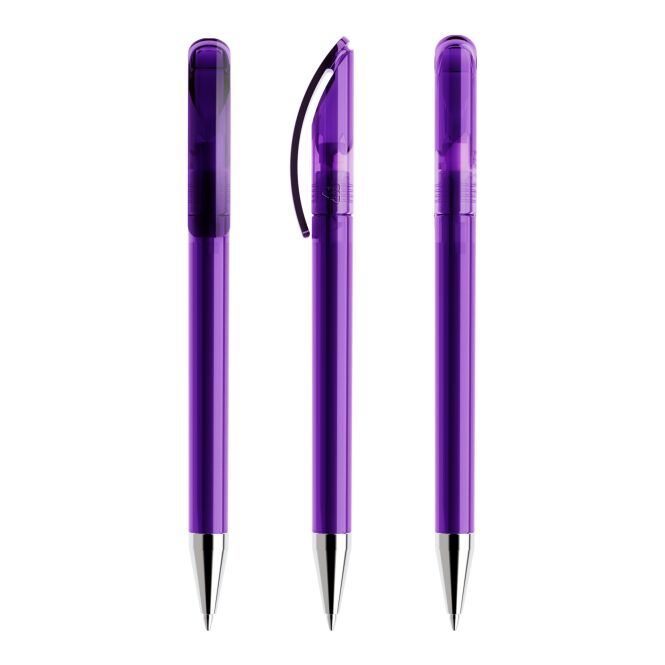 Werbeartikel Prodir DS3 Drehkugelschreiber – violett – mit Logo bedruckt, nachhaltig, blau schreibend, für den Büroalltag