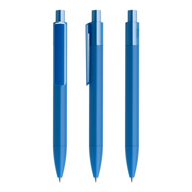 Werbeartikel Druckkugelschreiber Prodir DS4 – blau – nachhaltig mit Logo bedruckt, blau schreibend, für den Büroalltag
