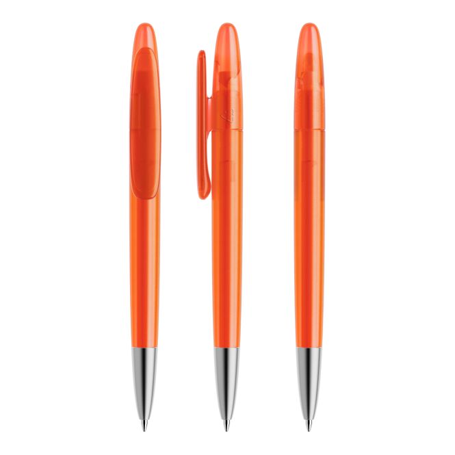 Werbeartikel Prodir DS5 Drehkugelschreiber – orange – mit Logo bedruckt, nachhaltig, blau schreibend, für den Büroalltag