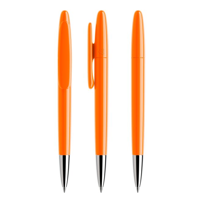 Werbeartikel Prodir DS5 Drehkugelschreiber – orange – mit Logo bedruckt nachhaltig blau schreibend für den Büroalltag